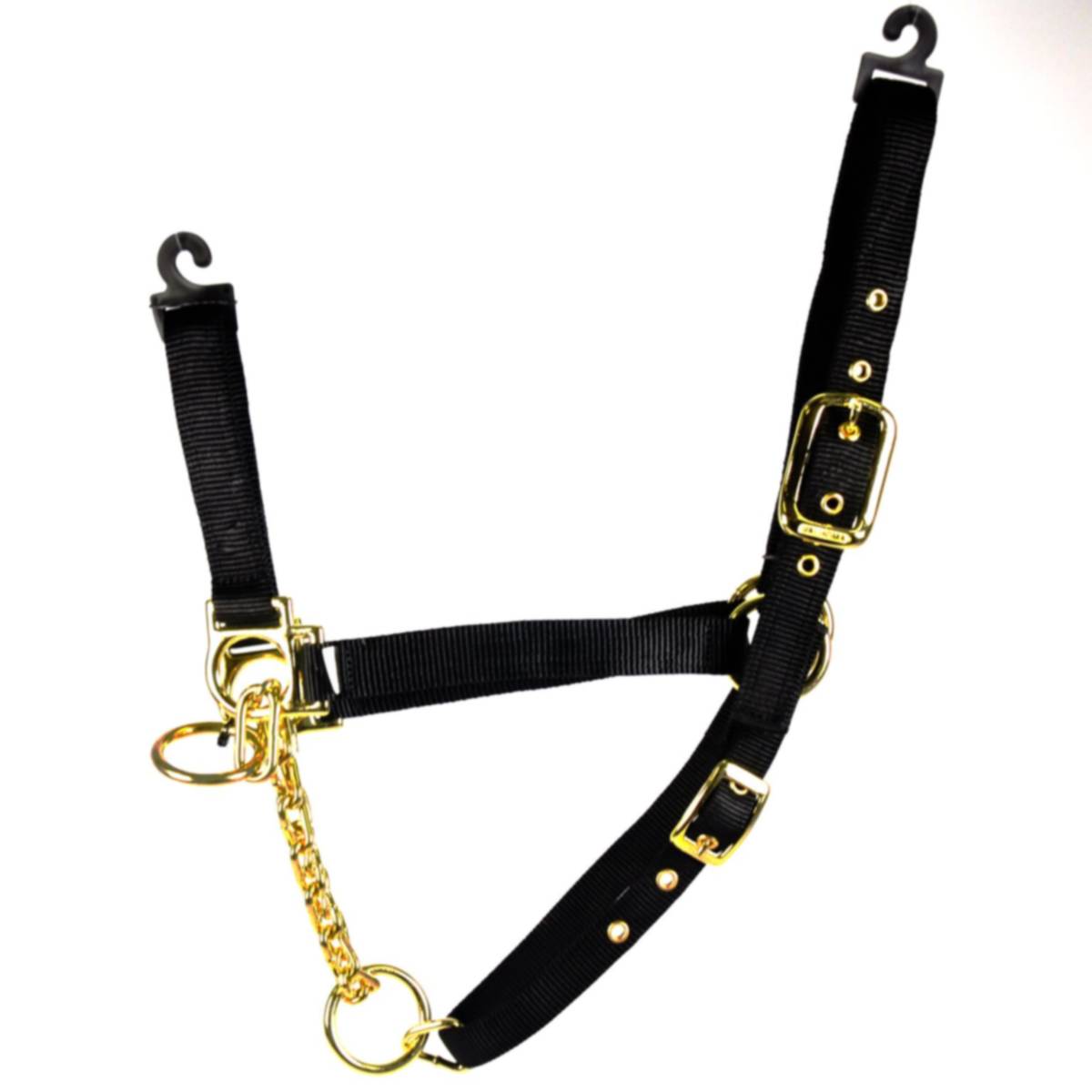 VALHOMA 17 P BK 1Inch Black Nylon Cow Halter With Control Chain at